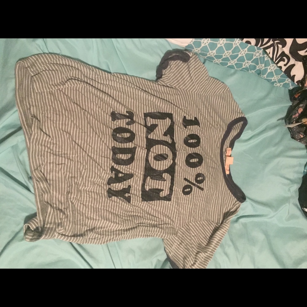 A T-shirt with stripes and writing